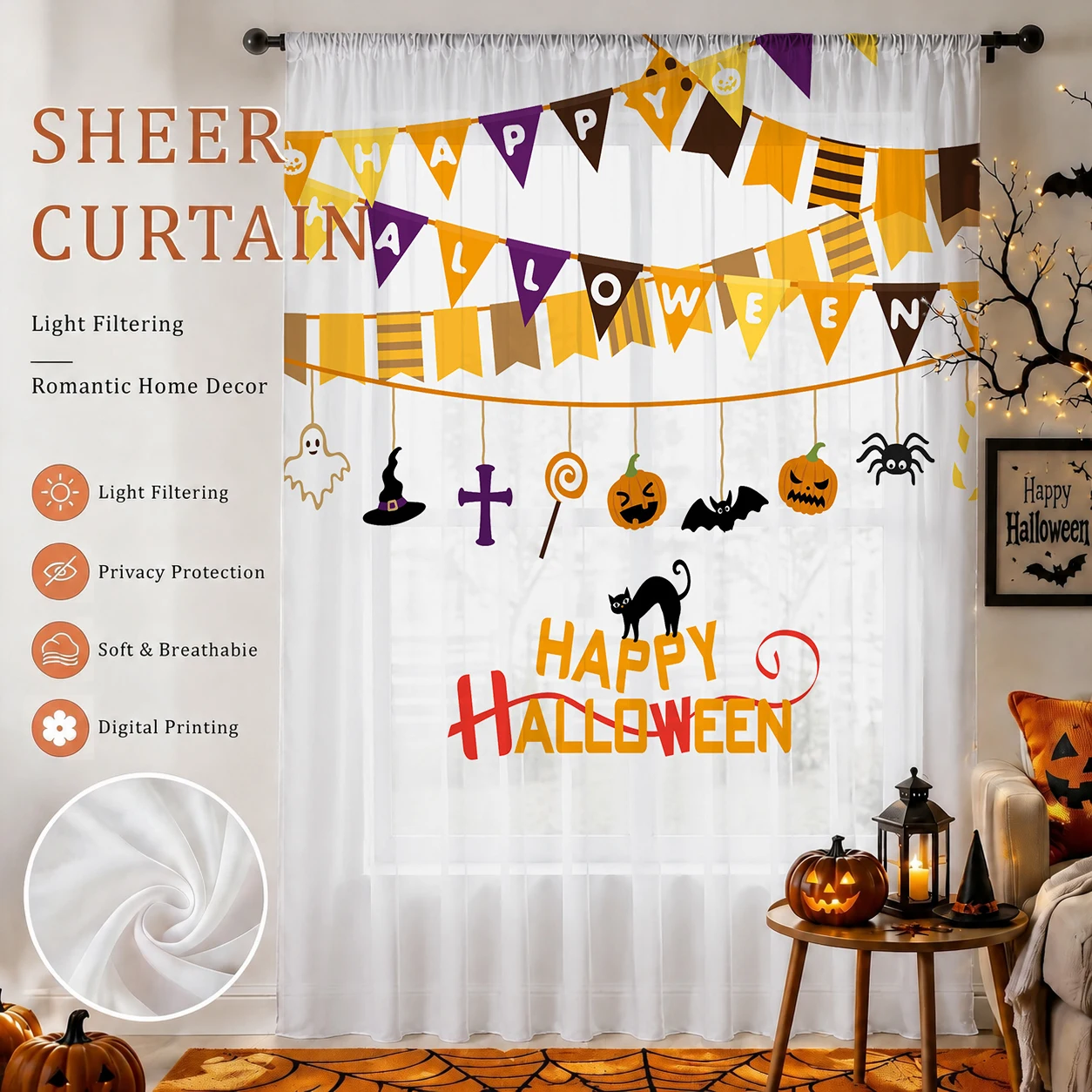 Home Office Youtube - Tenda Trasparente per Halloween, Voile di