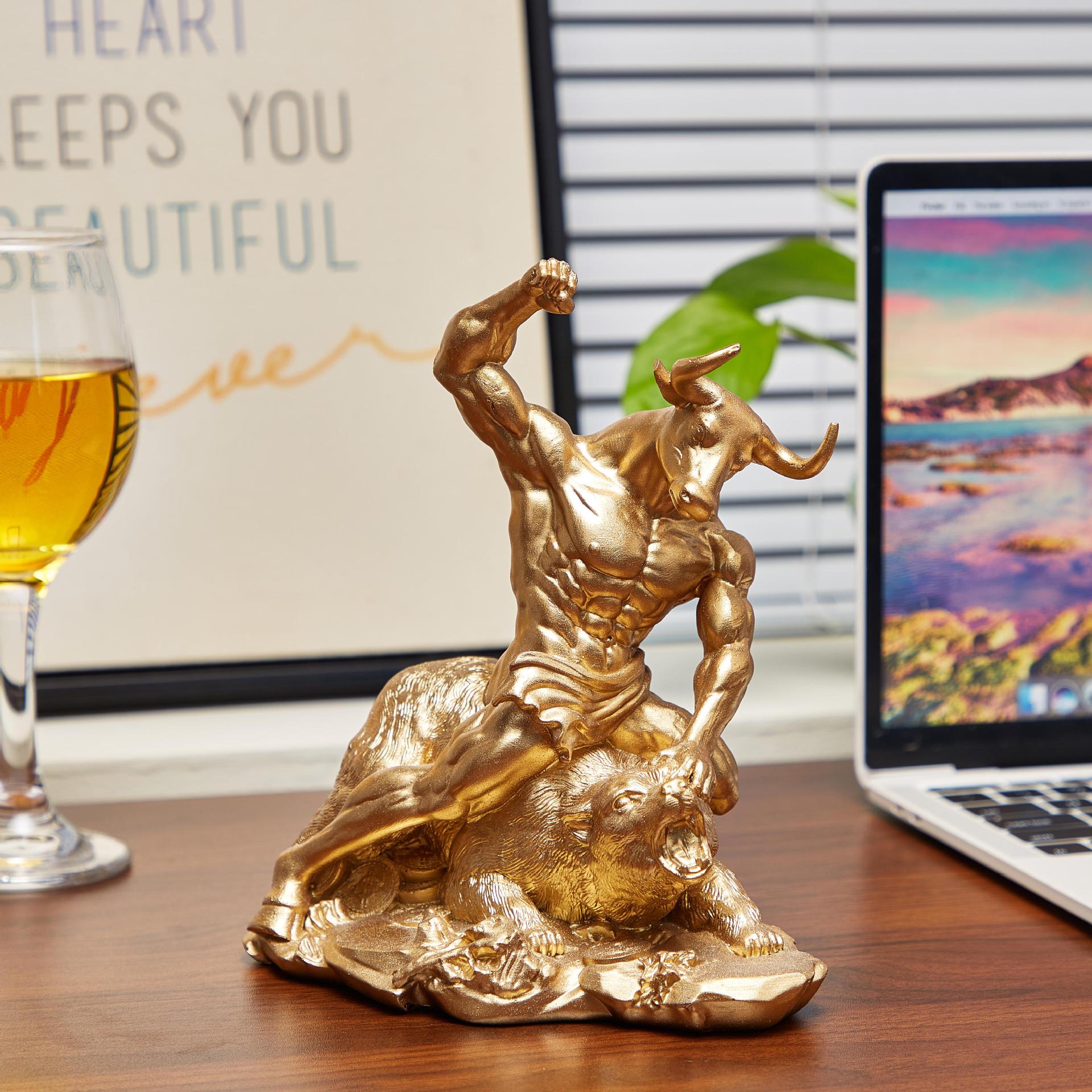 Home Office Bookshelves - Statua Decorativa in Resina di Toro