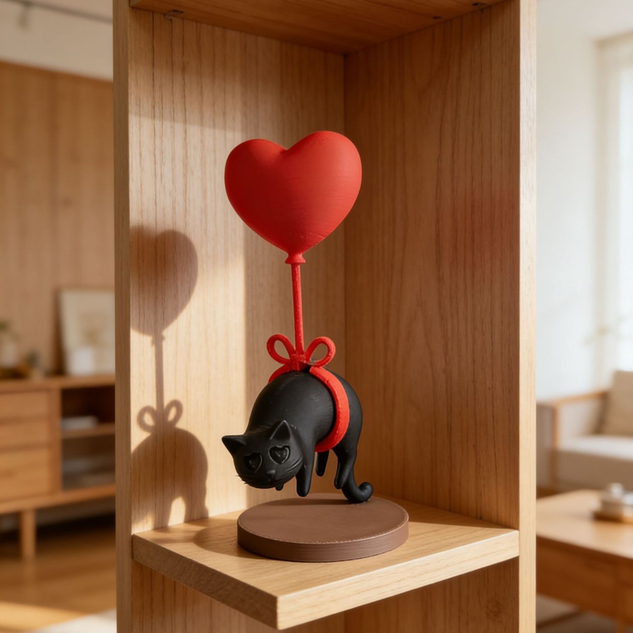 Home Office Bookshelves - Gatto Galleggiante con Palloncino a Cuore