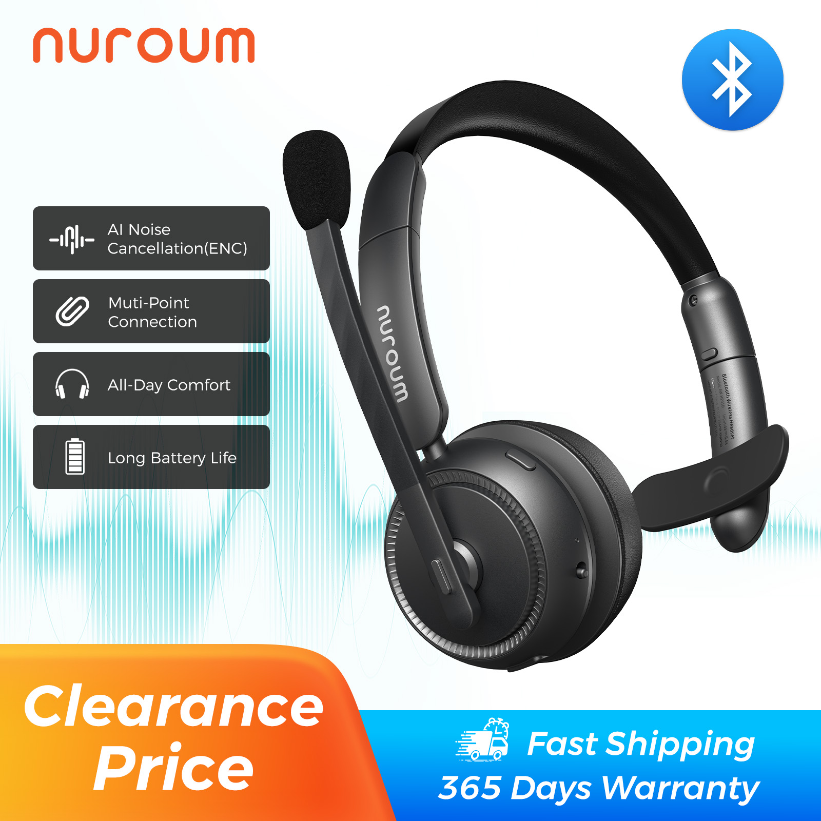 Home Office Of Microsoft - Cuffie Wireless Over-Ear Bluetooth 5.3 Nuroum