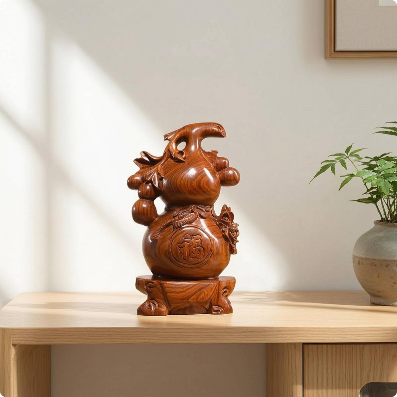 Home Office Feng Shui - Elegante Scultura in Legno di Palissandro