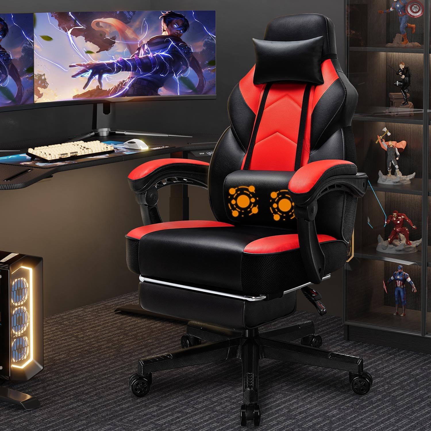 Home Office Ergonomics - Sedia da Gaming con Poggiapiedi, Supporto