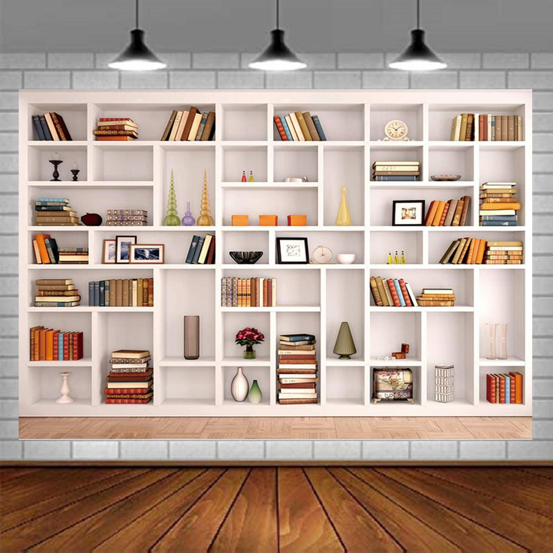 Home Office Zoom Background Free - Sfondo Fotografico Libreria Bianca, Sfondo per