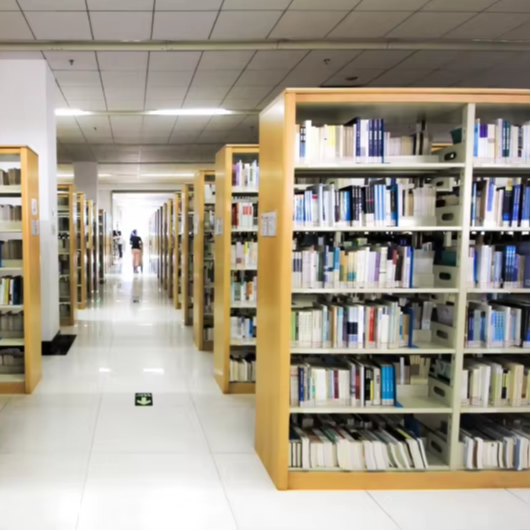 Home Office With Library - Scaffali per libri bifacciali diretti in