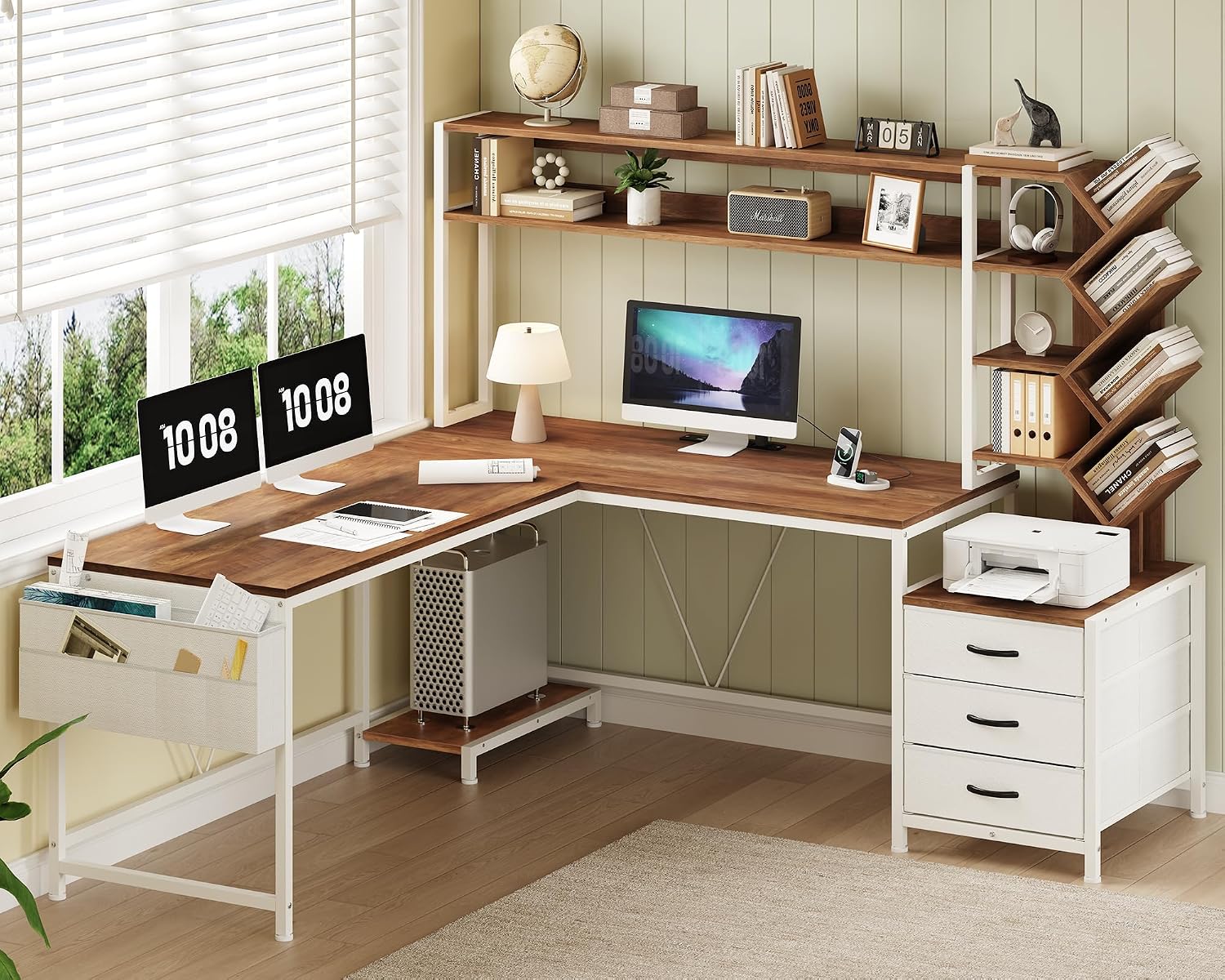 Home Office Bookshelves - Scrivania a L da 63