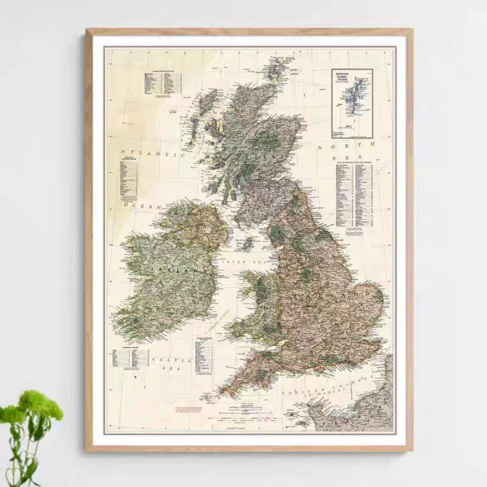 Home Office With Library - Poster Vintage HD della Mappa della